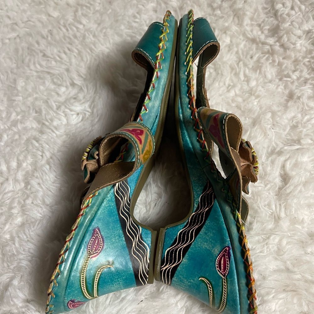 Elite by Corkys Women's Sandals New Size 10 Navaho Style Turquoise - Picture 10 of 13